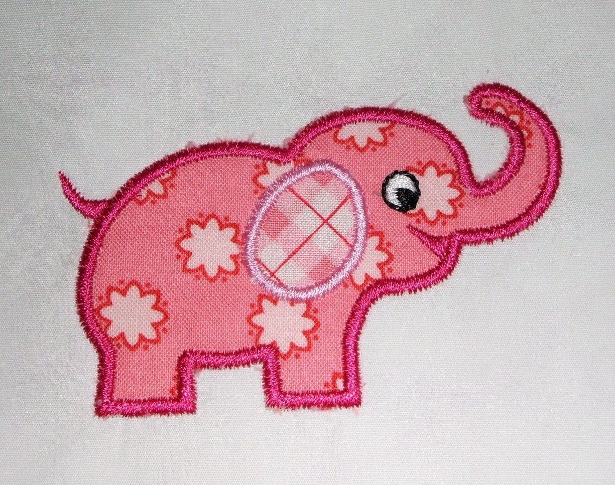 Elephant Applique embroidery design match Kawaii fabric