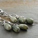 Green Stone Earrings, Rhyolite, Rain Forest Jasper, Light Green, Dangle, Sterling Silver, Lever Back