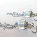 Reserved for Nadine - blue lampwork glass cube and silver chain earrings