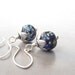 navy blue dangle earrings with lampwork beads and sterling silver