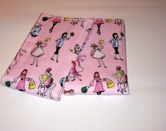 Pink Busy Girl Burp Cloths... set of 2