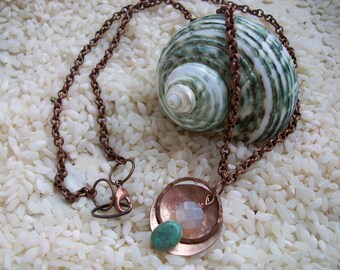 Copper Necklace Water and Foam Hand Hammered and Polished