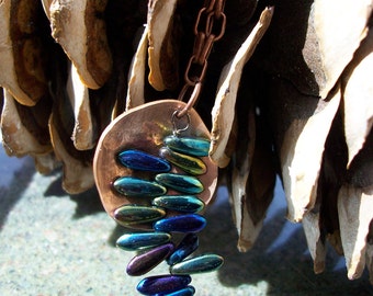Copper Necklace "Fern in the Forest" Hand Hammered and Polished