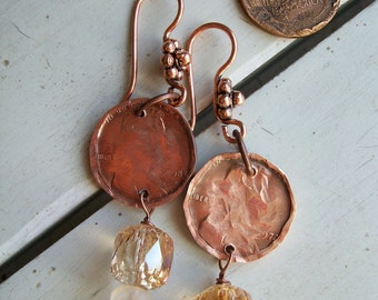 Copper Earrings "Lincoln Heights" Hand Hammered and Polished