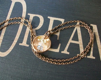 Copper Necklace "Wake up and Start Dreaming" Hand Hammered and Polished
