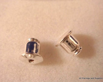 24 Silver Earring Backs Earnut Plated Barrel Type - 24 pc - 1151-2