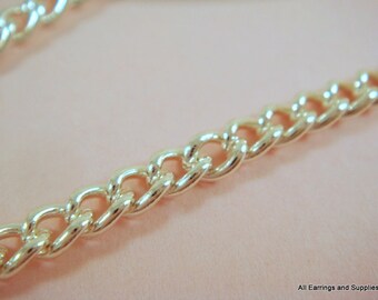 5ft Silver Chain Curb Link Steel 4x2.5mm Not Soldered - 5 ft - STR9029CH-S5