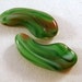 SALE - 5 Green Lampwork Beads Glass Green and Red 23x10mm - 5 pc - 4039