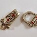Magnetic Clasp Bell Heart Fold Over Antiqued Silver Plated Swarovski Crystals Lt Siam - 1 set - 3689