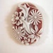 2 Cameo Cabochon Red Acrylic Oval w White Flowers 25x18mm - No Holes - 2 pc - 4373