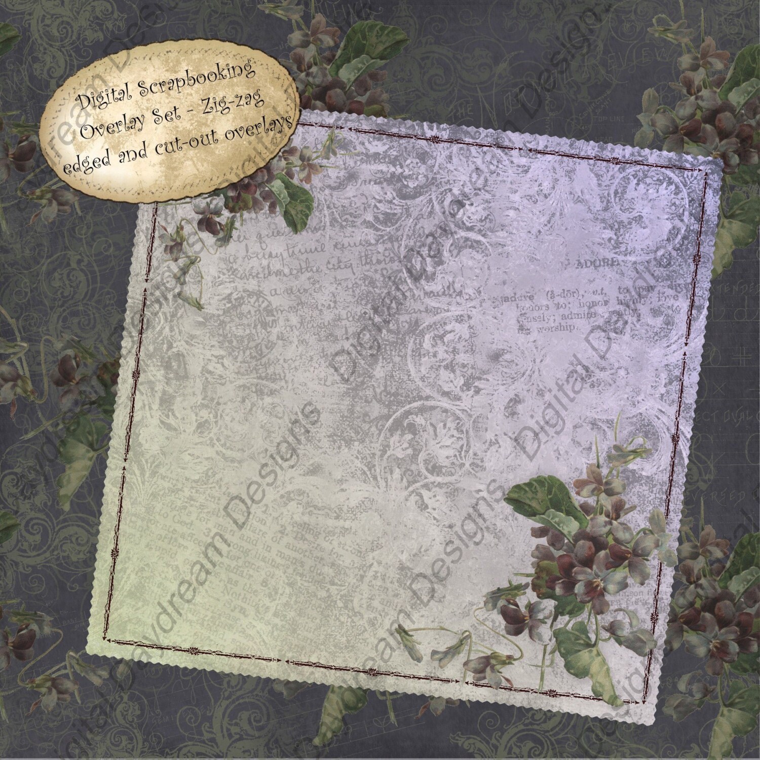 Digital Download Scrapbooking Overlay and Background Paper