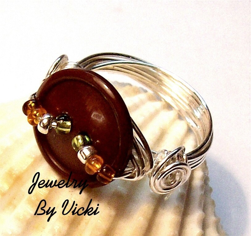 The Button Vintage Wire Button Ring by jewelrybyvicki on Etsy