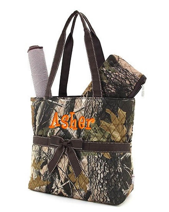 Diaper Bag Personalized Mossy Oak Camouflage Quilted Brown
