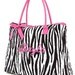 Personalized Tote Bag Zebra Pink Trim XLarge Dance Cheer Gym