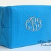 Personalized Waffle Cosmetic Case Bag BLUE Monogrammed Bridesmaid Gift