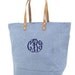 Personalized Tote Bag Jute Blue Burlap Large Monogrammed Wedding Bridesmaid