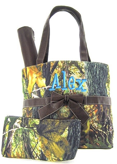 Personalized Diaper Bag Camouflage Camo Brown Trim Canvas