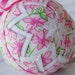 pink and white quilted ornament - daisy - lilly pulitzer fabric