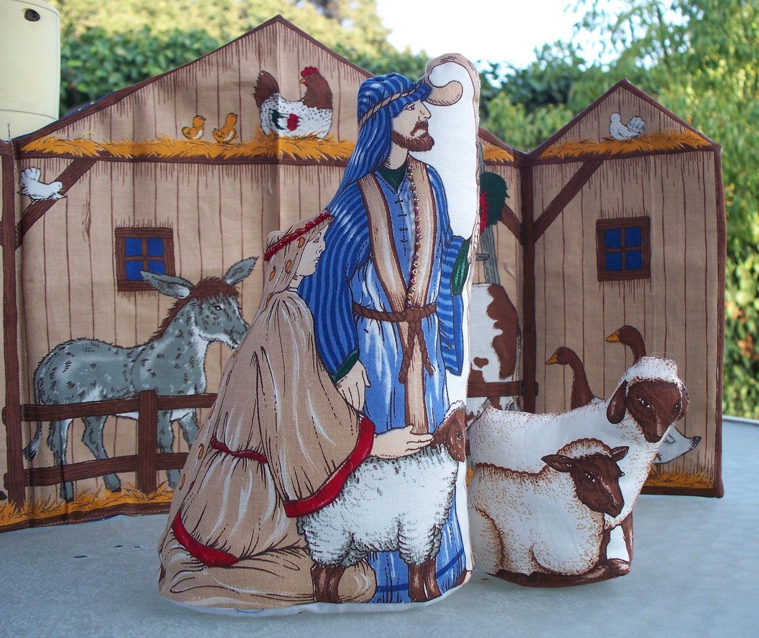 Cloth Nativity Set from Vintage Fabric Panel