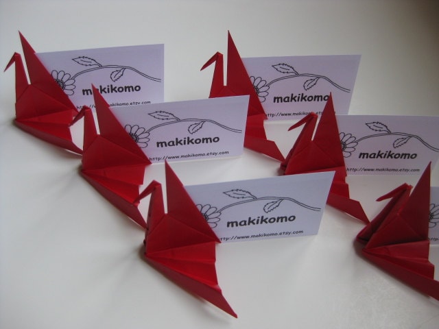 origami holder flower card Card makikomo red by Akane Holder Place 50 Origami Crane vibrant
