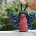 Embroidered Felt, Recycled Sari Silk and Wood Peg Butterfly Fairy