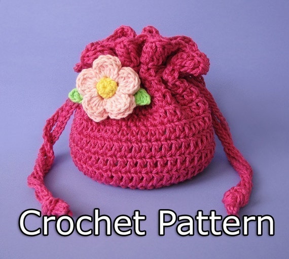 crochet bag gift little KikisCrochet Pouch by Crochet Bag Pattern PDF Drawstring /