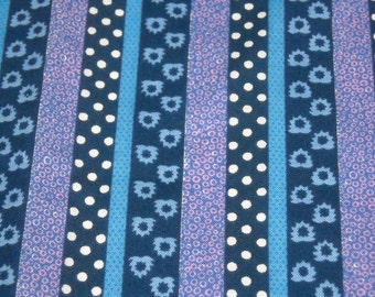 SALE vintage 50s novelty fabric featuring adorable stripe, polka fot and floral motif, 1 yard, 4 available priced PER YARD
