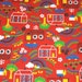 vintage 80s juvenile novelty fabric, featuring adorable farm and rainbow motif, 1 yard, 17 inches
