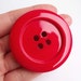 GIANT Red Button Brooch Badge Large Kitsch Clown Pin