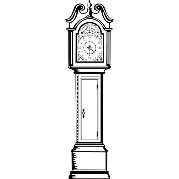 Items similar to Vinyl decal grandfather clock on Etsy