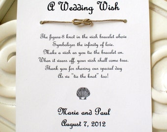 Seaside Wedding - A Wedding Wish with a Seashell - Infinity Knot Wish Bracelet Wedding Favor Custom Made for You