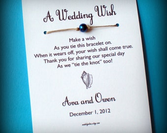 Beach Wedding - A Wedding Wish with a Conch Shell - Wish Bracelet Wedding Favor Custom Made for You