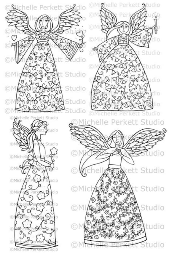 Items similar to DIGITAL STAMP - Angel Collection (set of four) on Etsy