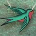 Teal Seafoam Green and hot pink Tattoo Songbird necklace