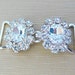 Vintage ..Rhinestone Buckle, Clear, 2 Part, Link, Silver Tone, Ice, Wedding, Bridal