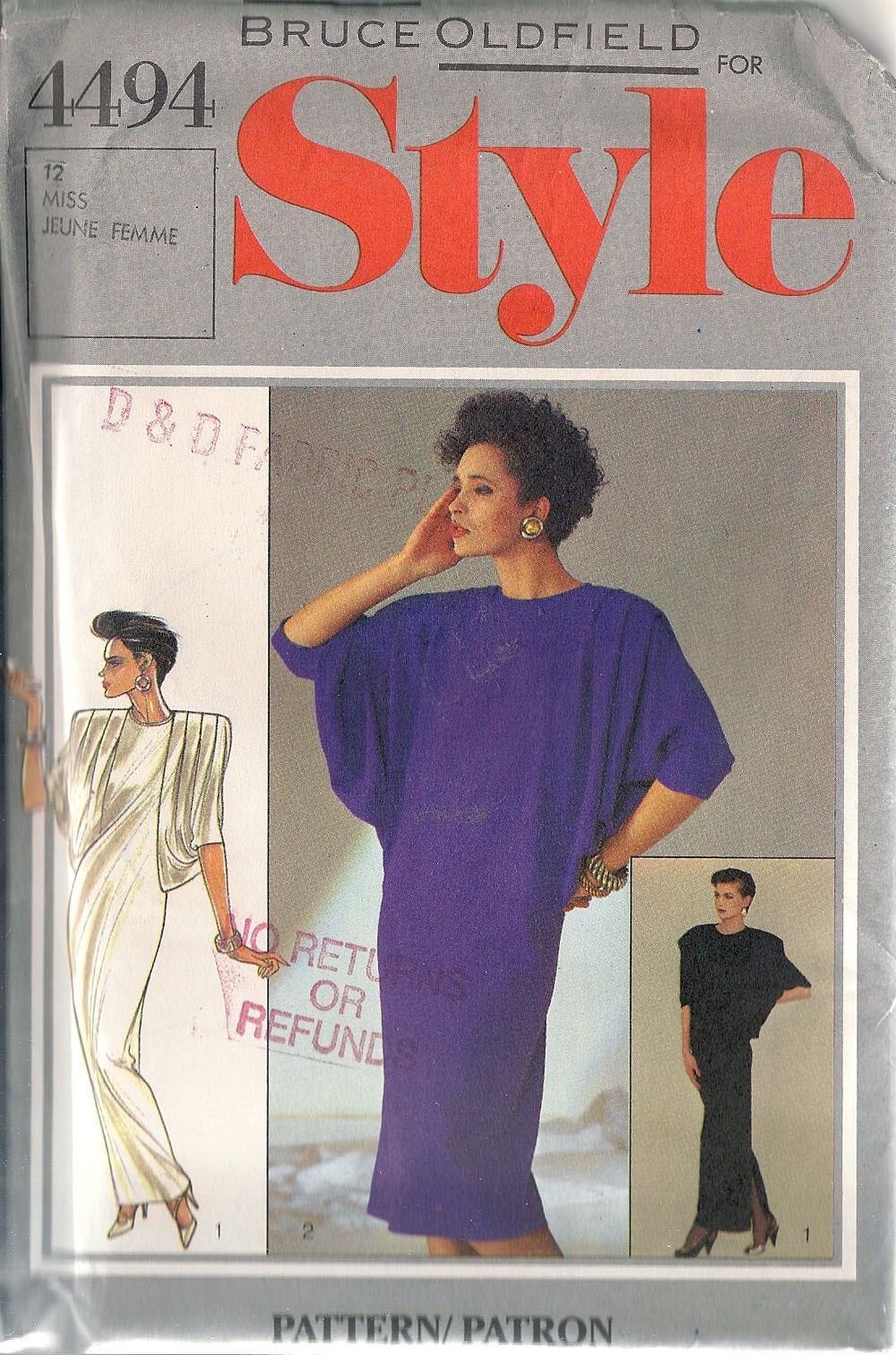 1980s Bruce Oldfield dress pattern Style 4494