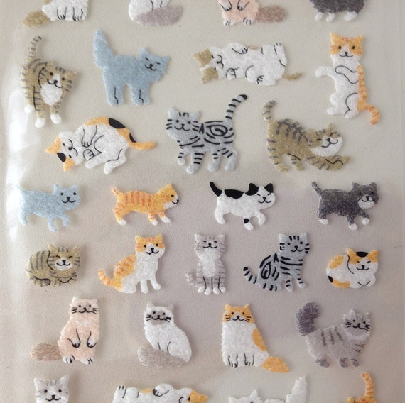 Fuzzy Stickers CATS by G.C.Presss