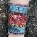 Fiber Bracelet/Cuff Quilted Beaded StitchedEmbroidered with Brown Wooden Vintage Button Free Shipping in the US