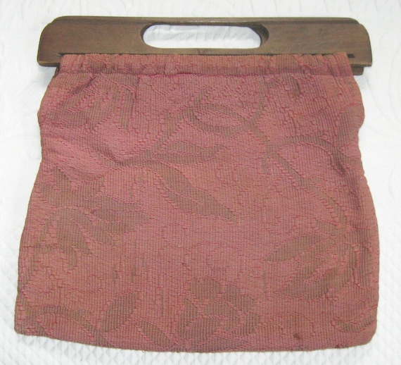 VINTAGE KNITTING BAG with wood handle 1940s by vintagous on Etsy