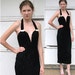Sexy Black Lace Halter Dress By Susan Roselli 1980s / Stretchy Black Halter Dress / Cocktail Dress