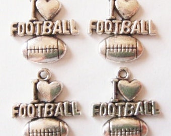 10, I Love Football Charms (approximately) 20X18mm Item:G5