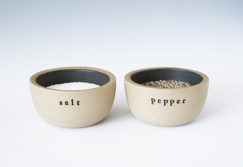 salt and pepper bowls. charcoal