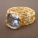 Sky Blue Ring, Crochet Gold Filled Wire and Cubic Zirconia