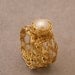 Pearl Gold Ring, Crochet Gold Wire, Wide Band Ring, Ready to ship Size 7