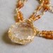 SALE 30% OFF - Gold Rutilated Quartz and Hessonite Garnet Necklace, Crochet Gold Wire, OOAK, January Birthstone, January Birthday