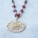 Tourmaline Gold Necklace, Garnet and Pink tTourmaline Necklace Crochet Gold Wire, OOAK