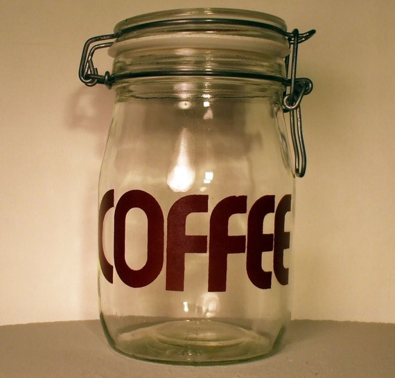 Vintage Coffee Jar Kitchen Canister Glass Container Storage