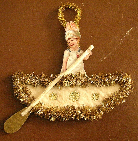 Christmas Ornament Boy Rowboat Cotton Batting by saintNICHOLAStoo