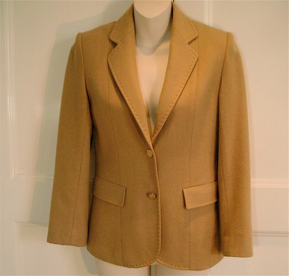 Vintage 1970s NORDSTROM Camel Wool Blazer Jacket by StelmaDesigns