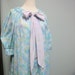 Vintage 1960s Housecoat Robe, Virginia Wallace, Aqua, Lavender, Watercolor Print